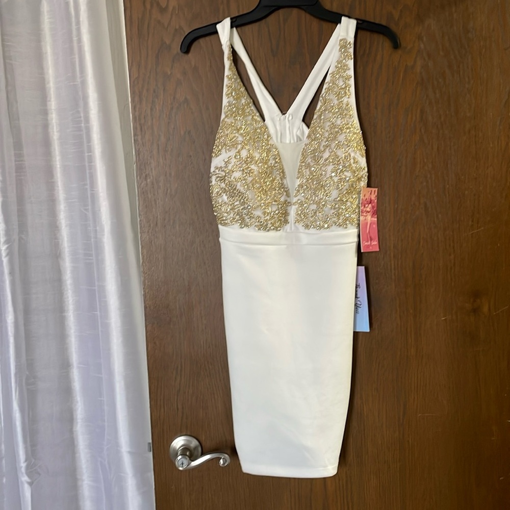 NWT Emerald Sundae Dress
White with Gold Embellishments